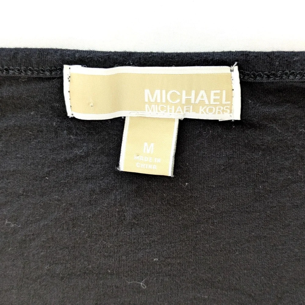 Michael Kors Black Cowl Neck Top 3/4 Sleeve Jersey Blouse Medium